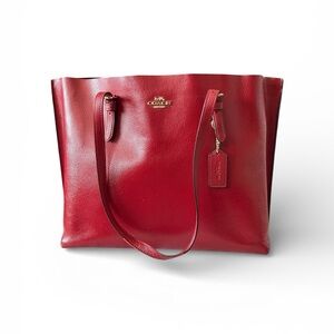 Coach Mollie Apple red double Face Leather Tote Bag
